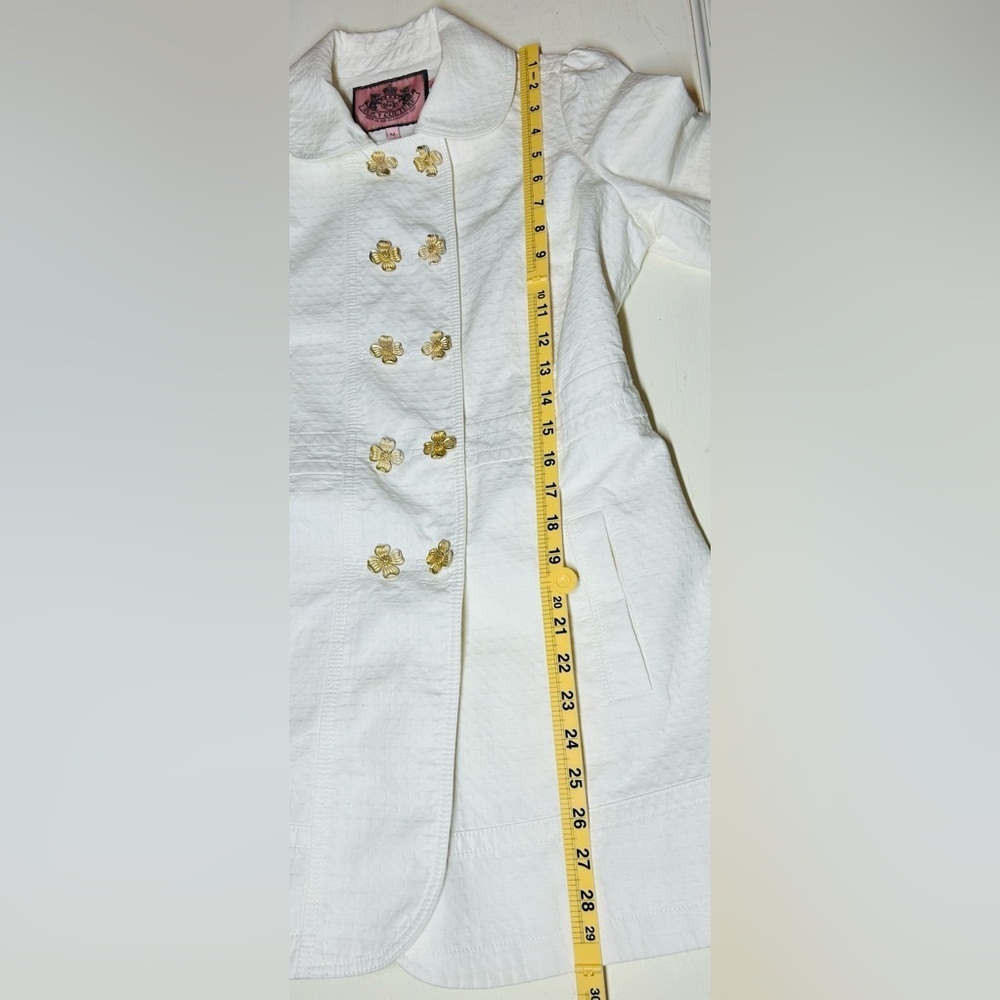 VTG Y2K 2000’s Juicy Couture Cream Double Breasted Trench Coat Size M - Picture 14 of 16